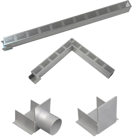 MD technic Alu-Slimline Entwässerungsrinne 100 cm Aluminium Rinne & Rost, Silber eloxiert, 60 mm Breite, 80mm Hoch, für Terrasse & Garten (Rinnenelement 100 cm)