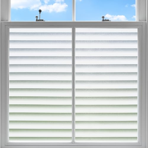 Lifetree Window Film Privacy for Glass Windows Frosted Stripe Patterns Static Cling No Glue UV Protection Window Sticker Cover for Home Office (Venetian blinds, 60 * 200cm)