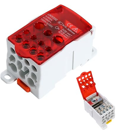 Morsettiera di Distribuzione 80A UKK-80A 690V - Scatola di Giunzione Universale su Guida DIN, Con Guscio Ignifugo in PA66 e Conduttori in Ottone, Facile Installazione per Armadi di Distribuzione Alta