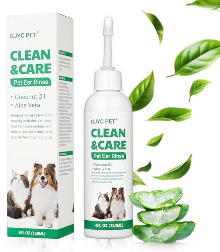 Waymaytecy 120 ml Limpiador de Orejas Perro,Cuidado Suave de Las Orejas de Perros,Limpiador Orejass Perros,Aplicador de Uso Fácil,para Perross y Gatos,para Limpiar