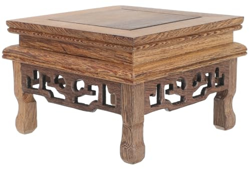 FONDOTIN Supporto per Fioriera da Balcone in Legno di Acacia Medio, Base Portavaso Stabile per Decorazioni, Statue e Vasi da Fiori, Adatto per Casa, Giardino e Caffetteria