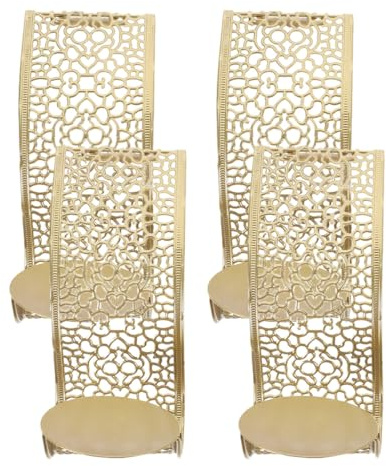 JHKNNK Candelabro Colgante de Pared de Hierro 4 Piezas, Portavelas Decorativo Hueco para Velas de Té, Aplique Mural para Decoración de Salón y Pasillos, Soporte Metálico para Velas