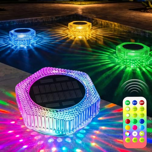 Lampe Solaire Flottante Pour Piscine, RGB 7 Couleurs, IP68, TéLécommande