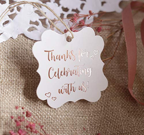 Fancy Frame Gift Tags, Rose Gold Foil, 30 Pack,Thank You Tags, Gift Tags, Print Party Hearts Collection (Rose Gold Tags Frame 2)