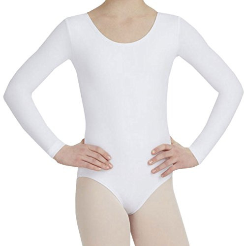 Crazy Chick® New Girl Children Ballet Dance Leotard Bodysuit Gymnastics Long Sleeved Dancewear Fancy Dress UK Age 3-13 Year (White, 9-10 Years)
