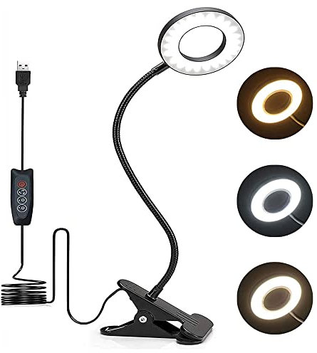 Lypumso 48 LED Leselampe Bett Dimmbar, Schwarz 360° LED Klemmleuchten, 3 Modi &10 Helligkeitsstufen, USB Nicht wiederaufladbar Clip Lampe