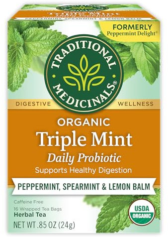 Traditional Medicinals - Tè alle erbe Probiotic organico di Delizia della menta peperita - 16Bustine di tè
