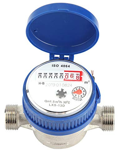 Contatore per Acqua Fredda, Misuratore di Acqua Fredda da 15 mm 1/2 Pollici con Raccordi per Casa e Giardino