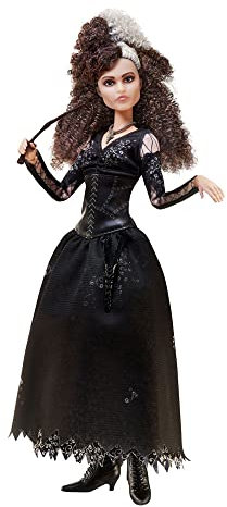 Harry Potter Bellatrix Lestrange Doll - Collectible Doll With Signature Black Dress, Necklace & Wand - Flexible Joints - 10' Tall - Gift for Kids 6+
