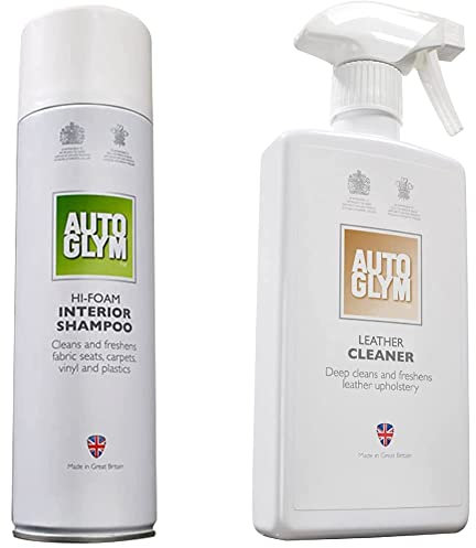 Autoglym 45012B Hi-Foam Interior Shampoo, 450ml & Leather Cleaner, 500ml - Car Leather Cleaner Deep Cleans and Freshens Automotive Leather Upholstery