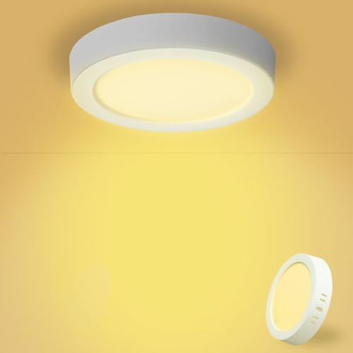 Yexati Pack 1x Panel LED Circular 15W 1800LM, Plafon Superficie LED Redondo 3000K Color Blanco Calido, Driver Incluido. IP44 Angulo 120 para Dormitorio Cocina Salon Baño Comedor Pasillo 170 * 28Hmm