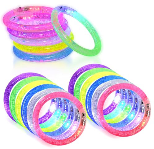 Funmo Pulseras LED Luminosas, juego de pulseras intermitentes, juguetes luminosos para niños, Bolsa de Fiesta Llena de Juguetes Luminosos Regalos de Graduación Cumpleaños para Niños y Adulto