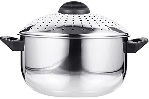 OSKOE Olla for pasta de acero inoxidable con tapa coladora, olla antiadherente for espaguetis, olla for cocinar pasta, fideos, verduras o salsa, astilla, 6,2 x 9,2