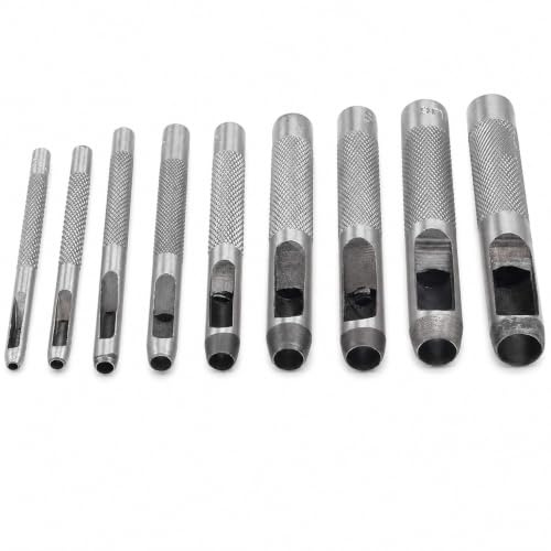 Topolenashop Set 9 Fustelle in Acciaio da 3 a 12 mm – Punzoni Rotondi per Cuoio, Stoffa, Plastica, Legno e Lamiere Leggere, Utensili per Foratura Fai da Te | 9363771