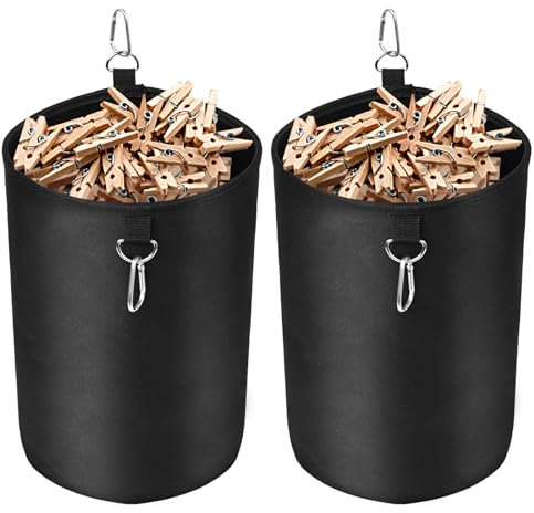 AiQInu porta mollette bucato da esterno, per riporre fino a 200 mollette, borsa per mollette da bucato per interni ed esterni(2 Pezzi)