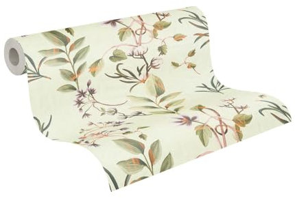 Livingwalls Anna D'Andrea Vliestapete Floral 10,05 m x 0,53 m - Braun, Grün, Lila - Tapete glatt - 782121