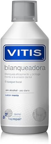 Vitis Blanqueadora Colutorio Dental, Enjuague Bucal sin Alcohol, Sabor Menta, 1000ml