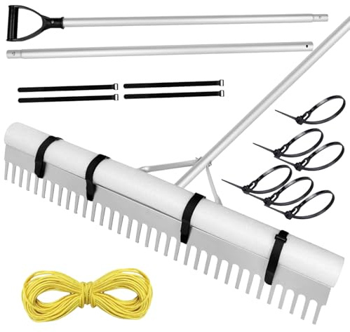 RAKE FLOTINATIVE, RAKE DE 36 Pulgadas de Aluminio, Rake De 36 Pulgadas De Aluminio, Cordón De 52 Pies, Para Eliminar Malezas Y Algas En El Lago, Césped, Playa