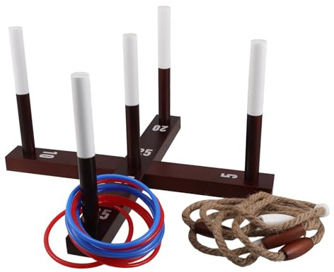 COOPHYA Jeu de Lancer d'anneaux d'extérieur pour Enfants - Jeu de Lancer d'anneaux en Bois pour Jardin, fête, Carnaval, Anniversaire, réunion de Famille