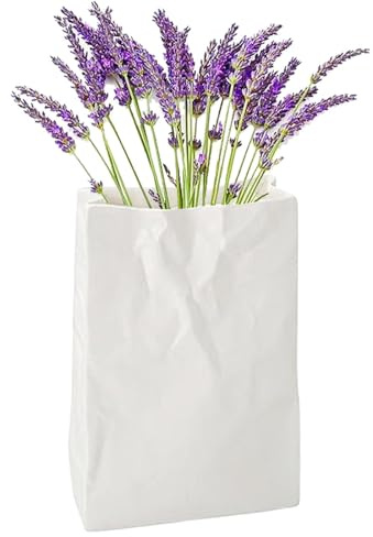 Jarrón de Papel Arrugado - Portaflores Estilo de Papel Jarrón Decorativo de Arte, Pieza Central de Mesa en Forma de Libro Moderno, decoración de Boda Minimalista para Oficina en casa