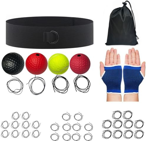 Set de Ballon de Réflexe de Boxe avec Bandeau,Équipement D'Entraînement De Vitesse De Frappe | Kit Balle De Réflexe Et Serre-Tête Pour Boxe,Pour Salon Chambre à Coucher Voyage Dortoir Salle de Sport H