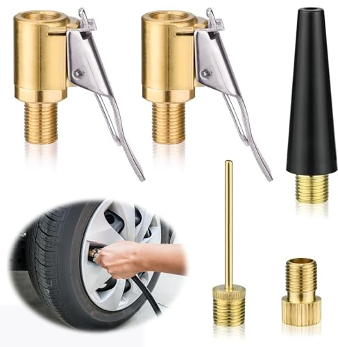 PANYI 5-delad adapter av mässing, bilventilsadapter, set, ventil, bilventilsadapter, luftpump, adapter, set, ventiladapter, fransk ventil, luftpumpventil för bilddäck, cyklar och bollar