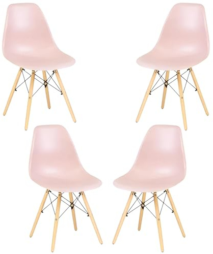 Samborella Pack 4 sillas de Comedor Modernas, Estilo nórdico, Asiento de plástico y Patas de Madera, sillas para Cocina y salón (pood)