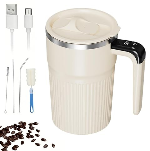 Genérico da caffè auto-agitante, bicchiere per miscelazione automatica da 400 ml, con display di temperatura, con agitazione elettrica e coperchio, per bevande, viaggi, casa, ufficio