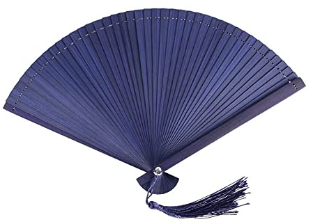 Abanico De Mano Plegable Pequeño para Mujeres Y Hombres,Abanico Plegable De Bambú Vintage Chino Abanico Portátil para Bodas,Bailes,Fiestas,Espectáculos,Azul Oscuro