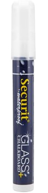 SECURIT - Kreidemarker - Für nicht-poröse Oberflächen (Schwarze Tafel, Glas, Metall, Spiegel...) - Dünne Spitze 2-6 mm - Weiß