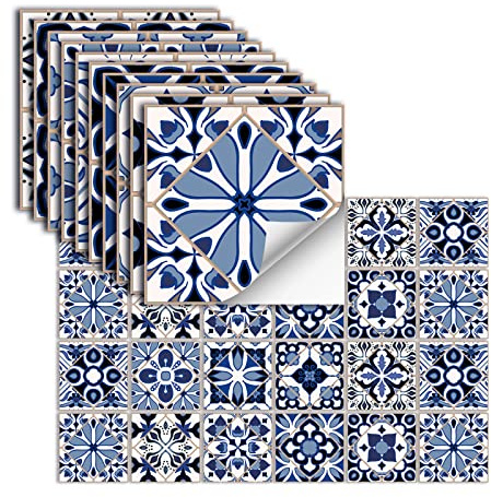 24 Pezzi Adesivi Per Piastrelle Vinile Autoadesivi Adesivi Murali Impermeabili Per Cucina Bagno Piastrelle Parete Camino Armadio Decorazione Adesivi,Hz-39,10x10 Cm