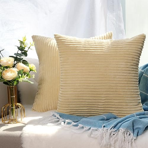 CALIYO Kissenhülle Kord Uni 2er Set, Kissenbezug 60x60 Kissenbezüge für Zierkissen Dekokissen Sofakissen Couchkissen in vielen Farben.