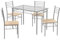 Giantex - Mesa de comedor de cristal templado con 4 sillas, juego de comedor, bandeja espaciosa y asiento grande con granos de madera delicados, para cocina, salón, KZ99507