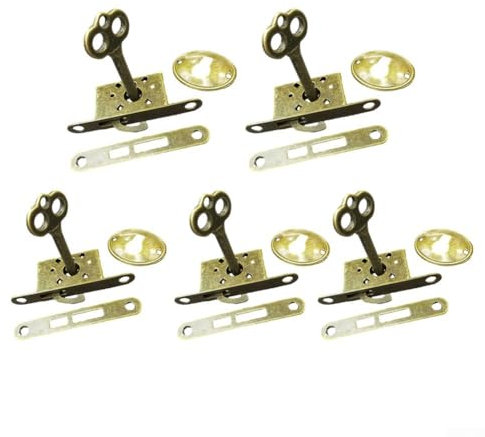 Zoegneer 15 cerraduras de muebles antiguas, cerradura clásica para muebles, cerradura de cajón, compacta y fácil de usar, operación de llave izquierda y derecha, duradera y duradera (5 piezas)