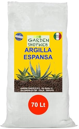 Argilla Espansa SAcco 70 Lt per Piante in Vaso E Giardino. Drenante per Piante. Impedisce La Crescita di Erbe Infestanti E Migliora Il Drenaggio del Terreno