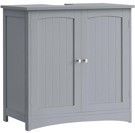 VASAGLE Meuble sous Lavabo, Meuble de Salle de Bain, Placard sous Vasque, avec 2 Portes, Étagère Réglable, Beaucoup d’Espace de Rangement, Style Moderne, 40 x 70 x 70 cm, Gris Tourterelle BBC011G01