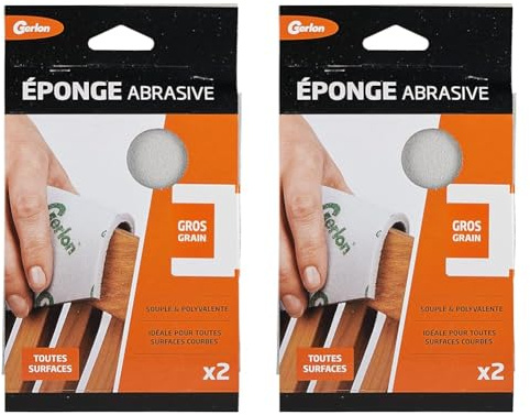 Gerlon Lot 2 Eponge Abrasive pour poncer Grain Gros Made in France ADSEGR Neutre (Lot de 2)