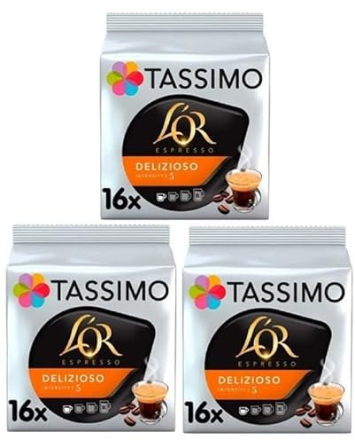 Tassimo L'OR Espresso Delizioso Coffee Pods x16 (Pack of 3, Total 48 Pods)