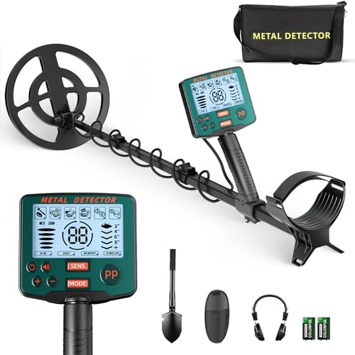 GJCrafts Détecteur de métaux pour Adultes et Enfants, Longueur, sensibilité et Audio réglables, Tous Les Modes métal/Disc/PP, écran LCD, kit de détecteur d'or Professionnel pour la Plage (GT966H)
