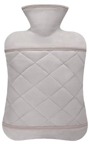 GWAWG 2L Borsa dell'acqua calda con tasca canguro, borsa dell'acqua calda, gomma naturale, aiuta a fornire il massimo calore e comfort, scaldabagno caldo a mano per il collo, grigio