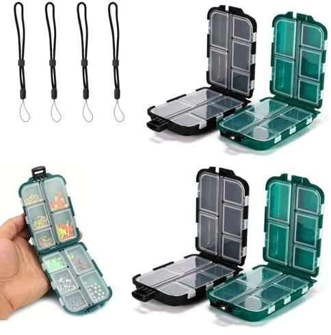 Boite de Rangement pour Leurre de Peche,4 Pièces Boîte à Pêche étanche,Boîte d'appâts de Pêche,Caisse de Peche en Plastique avec 4 Cordons pour Ranger les émerillons,les Plombs