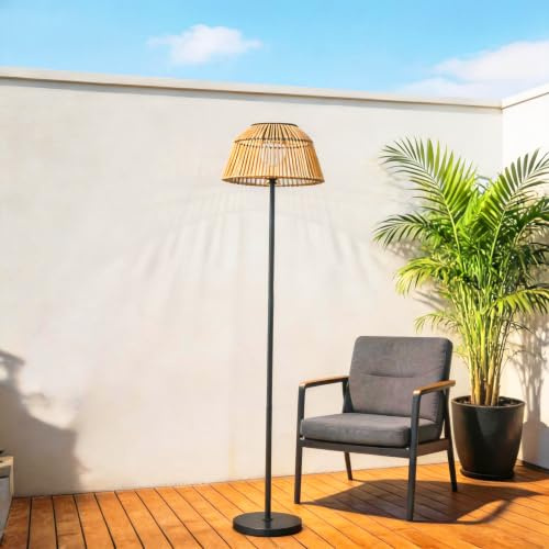 DJGIFI Lámpara de Pie Solar Exterior 3 Alturas, Cuerda IP44 Luz Cálida