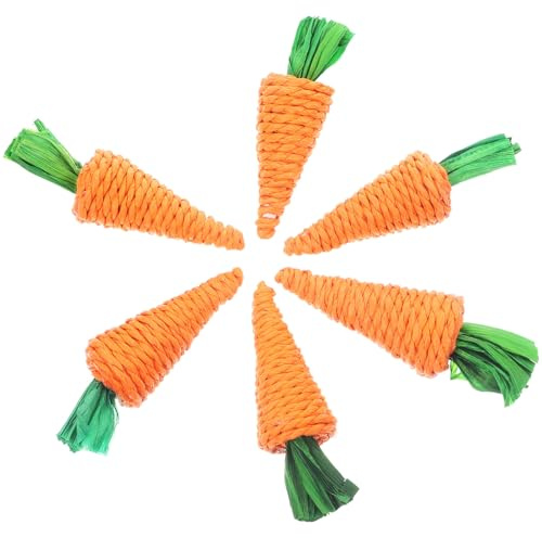 Toyvian Jouets à Mâcher pour Hamsters et Lapins, Lot de 6 Radis Tressés 10 CM, Accessoires Naturels en Paille pour Petits Animaux de Compagnie en Cage