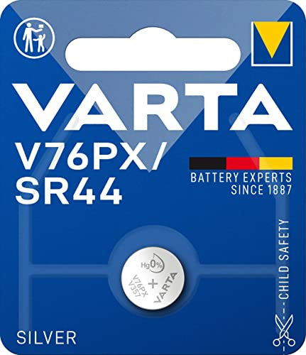 VARTA Batterien V76PX/SR44 Knopfzelle, 1 Stück, Silver Coin, 1,55V, kindersichere Verpackung, für elektronische Kleingeräte - Uhren, Autoschlüssel, Fernbedienungen, Waagen, Made in Germany