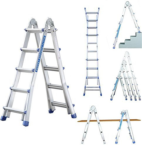 Profesional 5/8/16 – Escalera telescópica (16 peldaños Escalera multiusos de aluminio – Escalera caballete Escalera aluminio pintor Escalera escalera multifunción