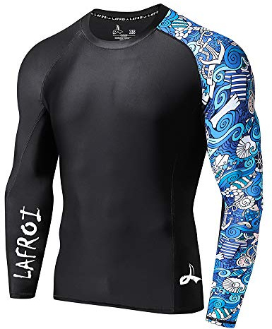 LAFROI - Camiseta de Neopreno Protectora, de compresión, para Hombre, Manga Larga, UPF 50+, Ajustada, Modelo CLYYB (Asym Fantasy,L)