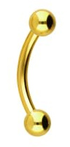 PIERCINGLINE Piercing de acero quirúrgico con forma de plátano | 2 bolas | barra curvada para cejas, pecho íntimo, oreja, etc. | tamaños y colores a elegir, Länge: 8mm + Stärke: 1,2mm + Kugel: 3mm