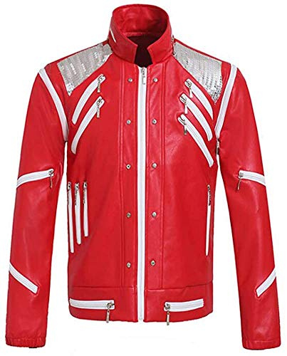 Xiami Leyuan röd kostym cyklist läderjacka cosplay för M J läderjacka slå it jacka, Röd, L
