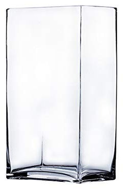 WGV - Jarrón rectangular de bloque, longitud 6 pulgadas, ancho 4 pulgadas, altura 8 pulgadas, contenedor de vidrio transparente para ramo floral, pecera, terrario para bodas, fiestas, eventos,