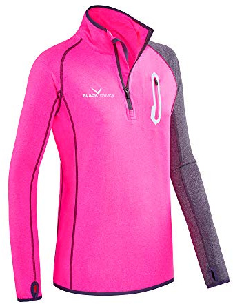 Black Crevice Damen Microfleece Zipper Shirt Second Layer, pink/Grey, 42